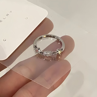 Anel de zircão colorido com costura de corrente Design de nicho feminino All-Match