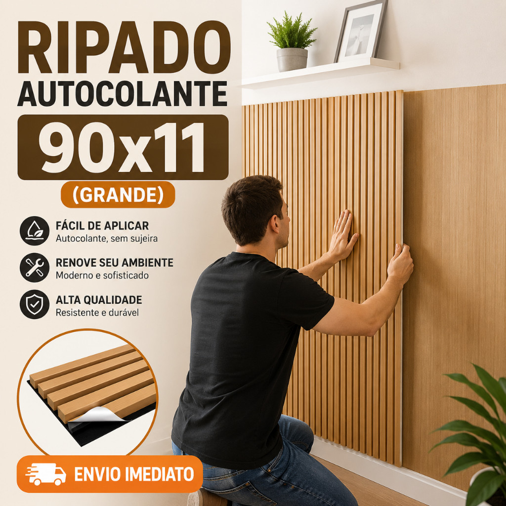 Placas Ripadas Madeira Autocolante 90x11