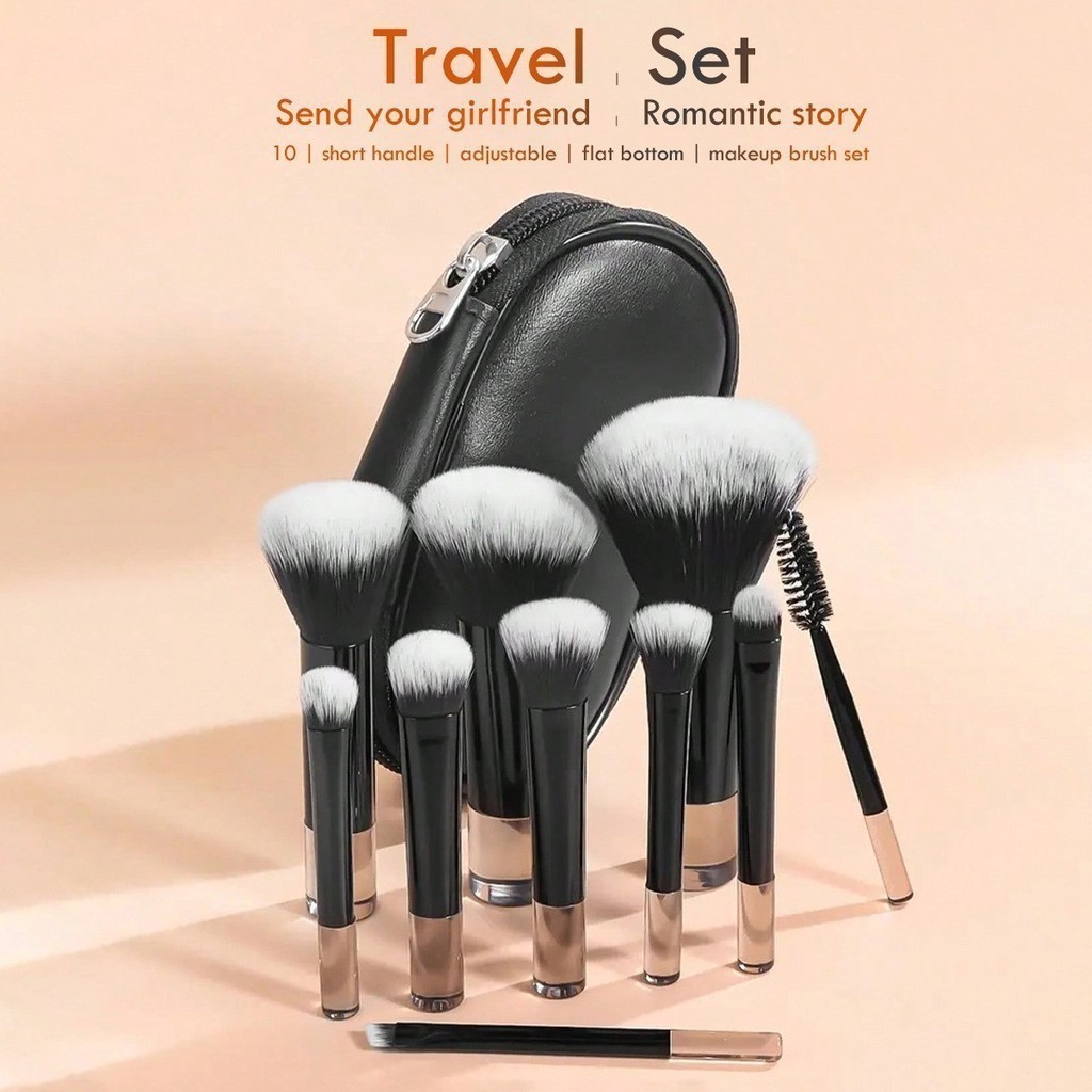 Kit 10 Pincéis Maquiagem Profissional Cerdas Macias