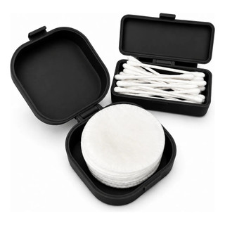 Kit Caixa Armazenamento Bolsa Viagem Algodão E Cotonete