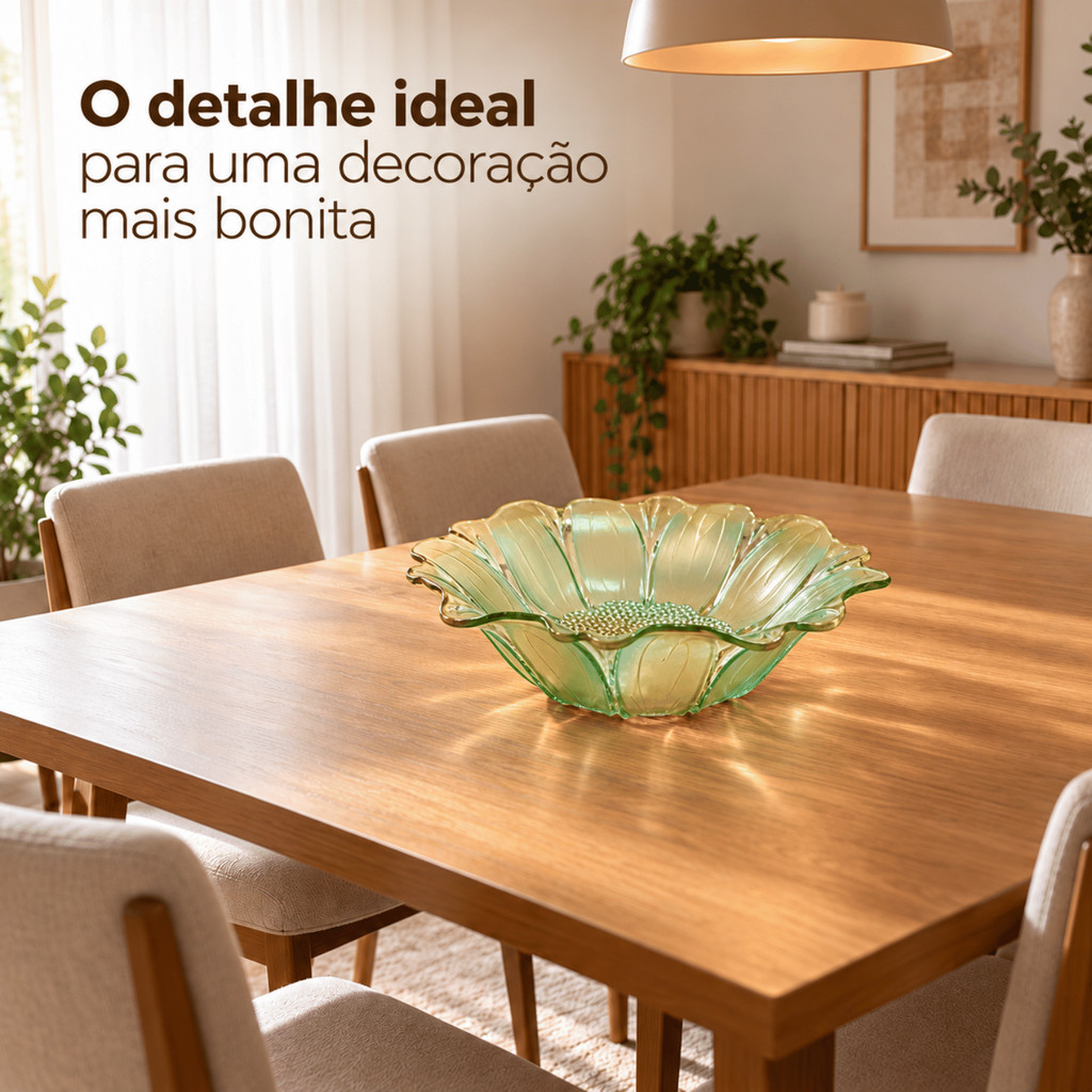 Fruteira saladeira centro de mesa decorativo Redondo formato de flor degrade elegante Efeito Cristal — imagem 2 de 2