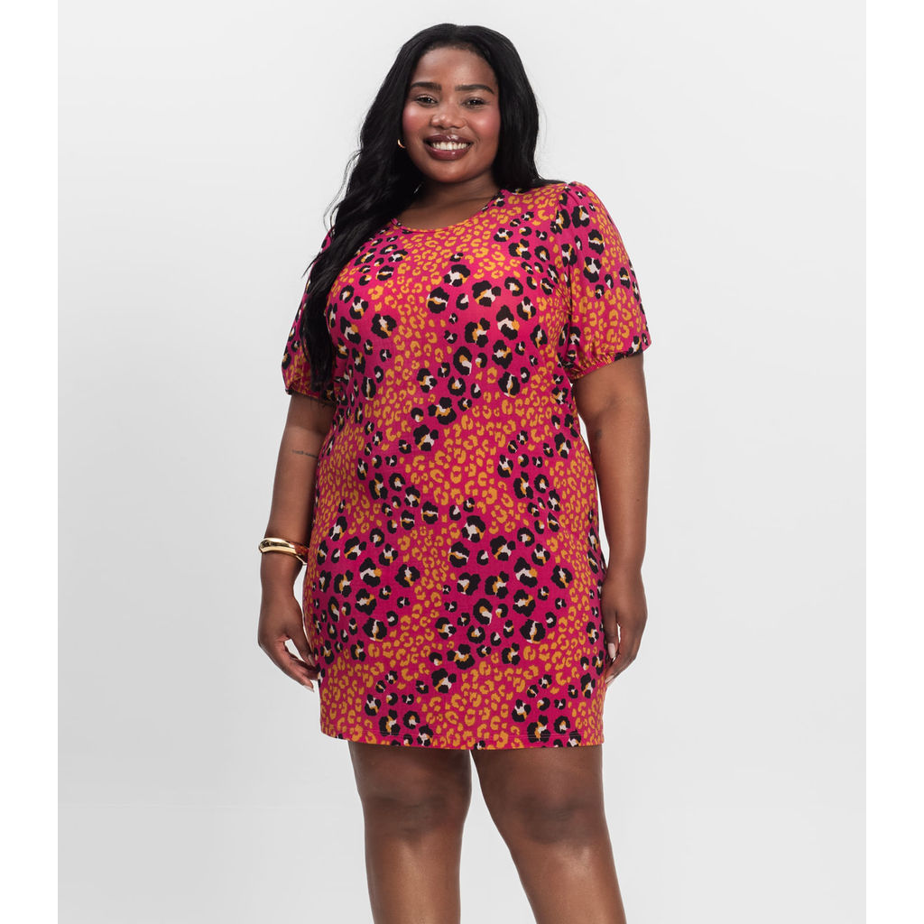 Vestido Malha Fria Plus Infinita Cor Rosa