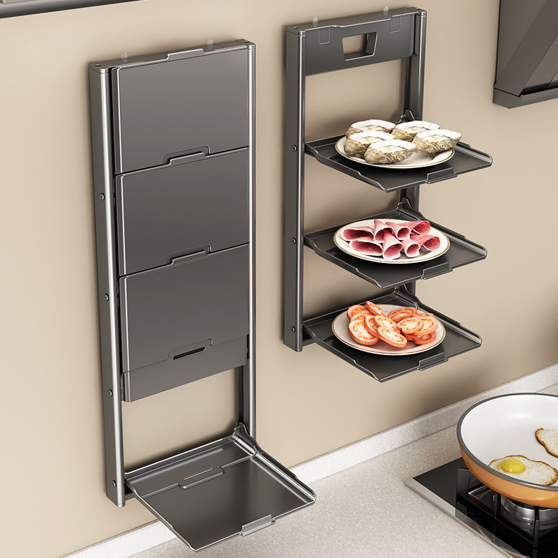 Rack Dobrável Para Pratos De Comida De Cozinha Montado Na Parede
