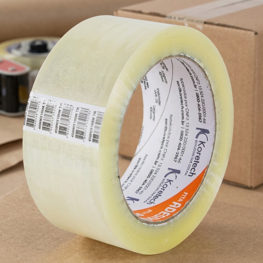 Fita Adesiva 24mmx45m Koretech Transparente para Embalagens Caixas e Mudanças Unidade Original — imagem 2 de 2