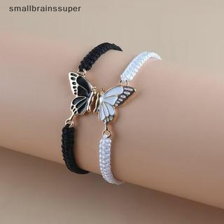 2 Pçs Simples Borboleta Mão Tecido Casal Pulseira Para Mulheres Homens Moda Versátil Presentes