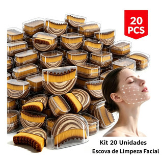 Escova Facial Massageadora Drenagem Linfática Rosto, Cerdas Macias, Auxiliar Skincare, Kit 20 Unidades