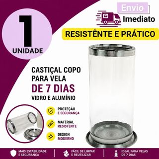 Copo Para Vela Suporte De 7 Dias Vidro Alumínio - ZP7