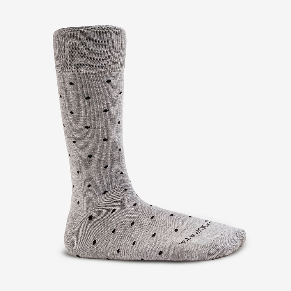 Meia Masculina Cano Longo Algodão Poliamida Cinza Poá 39/44