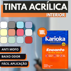 Tinta Acrilica 18L Interior AntiMofo Econômica Fosca Karioka Paredes Águia 14L Cores