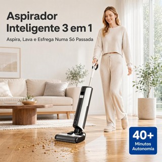 Aspirador Limpador De Piso 3 Em 1 Bivolt, Aspirar Lavar Secar, Motor De Tração, Bateria Extra Grande