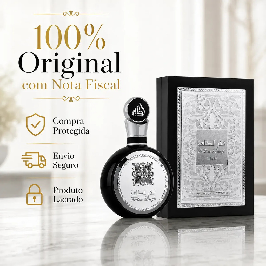 Perfume Árabe Masculino Fakhar Black Eau de Parfum 100ml Importado Amadeirado Longa Duração