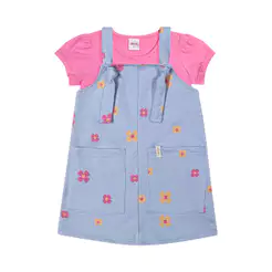 Conjunto Infantil Menina Floral Bolsos Elian Rosa