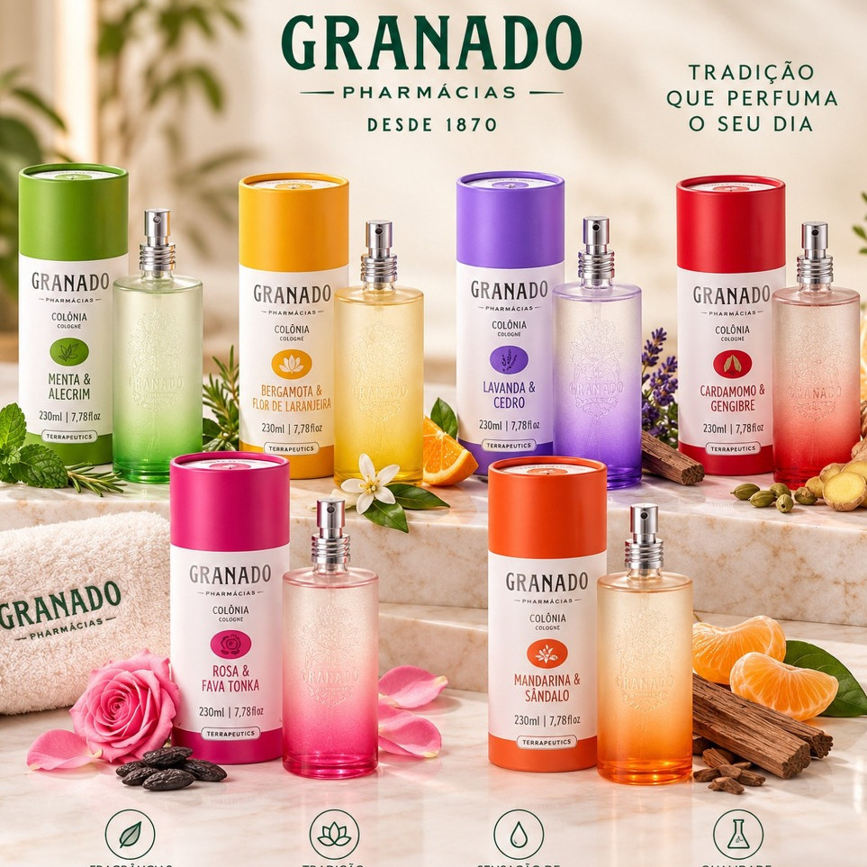 Perfume Granado 230ml Terrapeutics Cardamomo Gengibre, Mandarina Sândalo, Bergamota Flor de Laranjeira, Lavanda Cedro