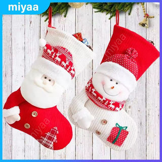 Meias de tricô grandes com tema natalino, em vermelho e branco, com estampa do Papai Noel, para decorar a lareira, embal