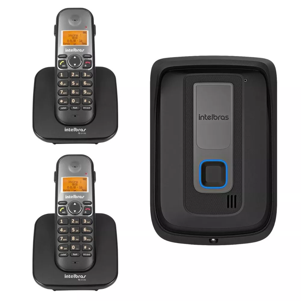 Kit Interfone Porteiro Residencial Intelbras Sem Fio TIS 5010 + 02 Ramais Internos para Atendimento