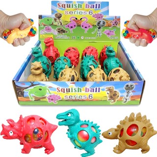 Display 12 Squishy Dinossauro de Apertar Brinquedo Anti Stress Festa Lembrancinha