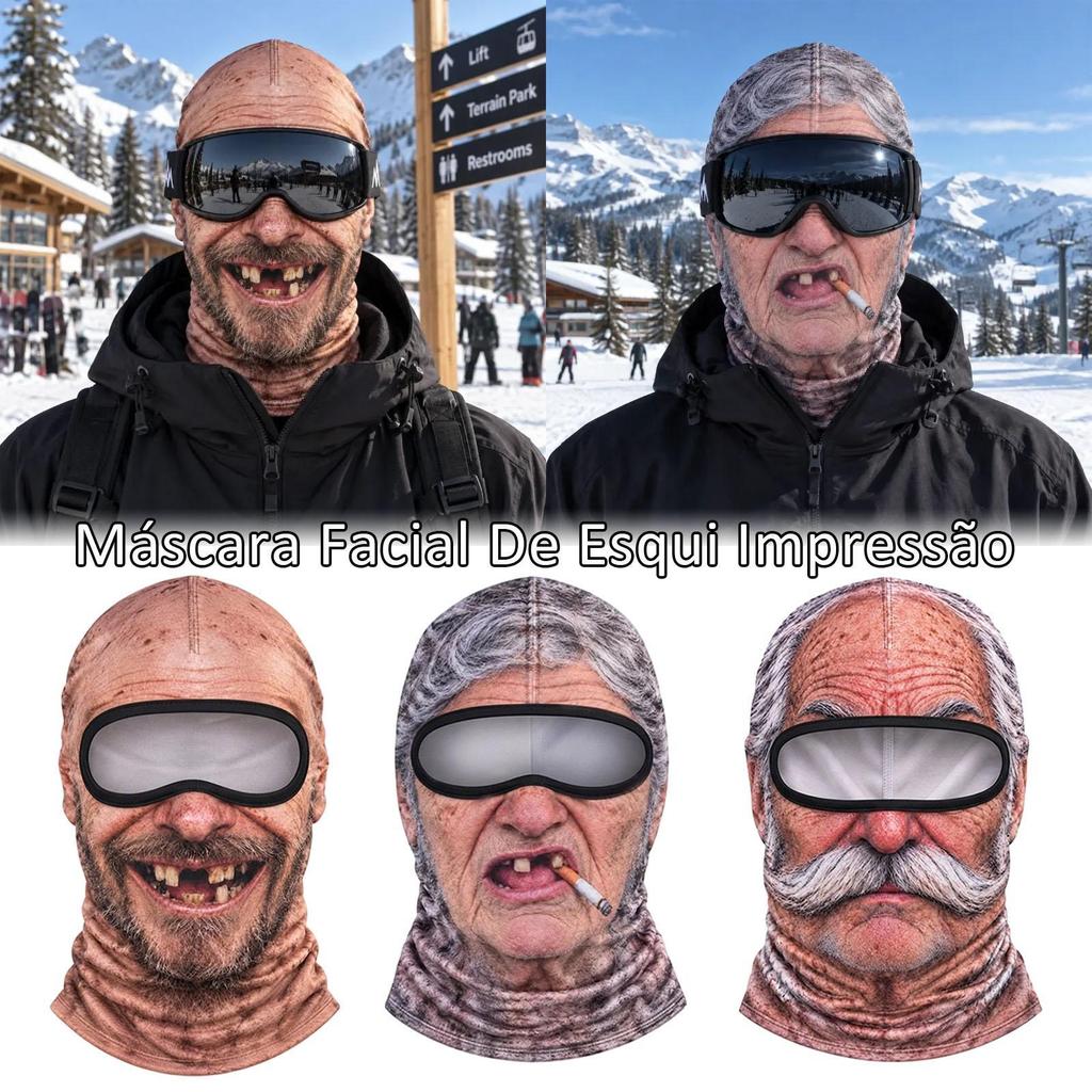 Máscara De Esqui Com Estampa Facial 3D , Polaina De Pescoço Digital , Chapéu Engraçado Para Festa De Snowboard , Adultos