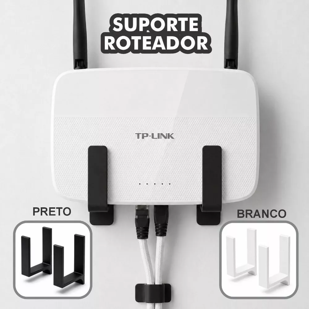 Suporte Universal para Roteador e Modem | Instalação sem Furos | Organizador WiFi adesivo