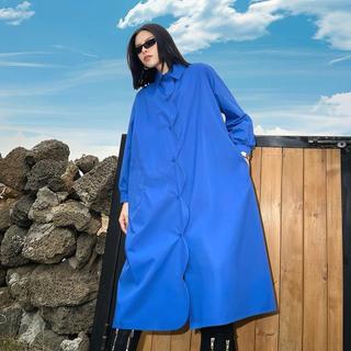 Olhos Grandes [Roupas Femininas Estilo Yamamoto] Vestido de Manga Comprida-2 Cores Estilo Desconstrução Nicho Design Mod