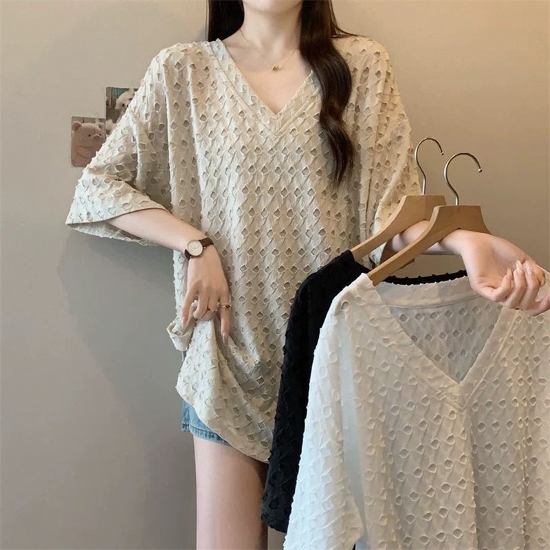 Tamanho grande gordura mm1-150kg verão novo estilo moda solta All-Match manga curta camiseta feminina Casual capa barrig