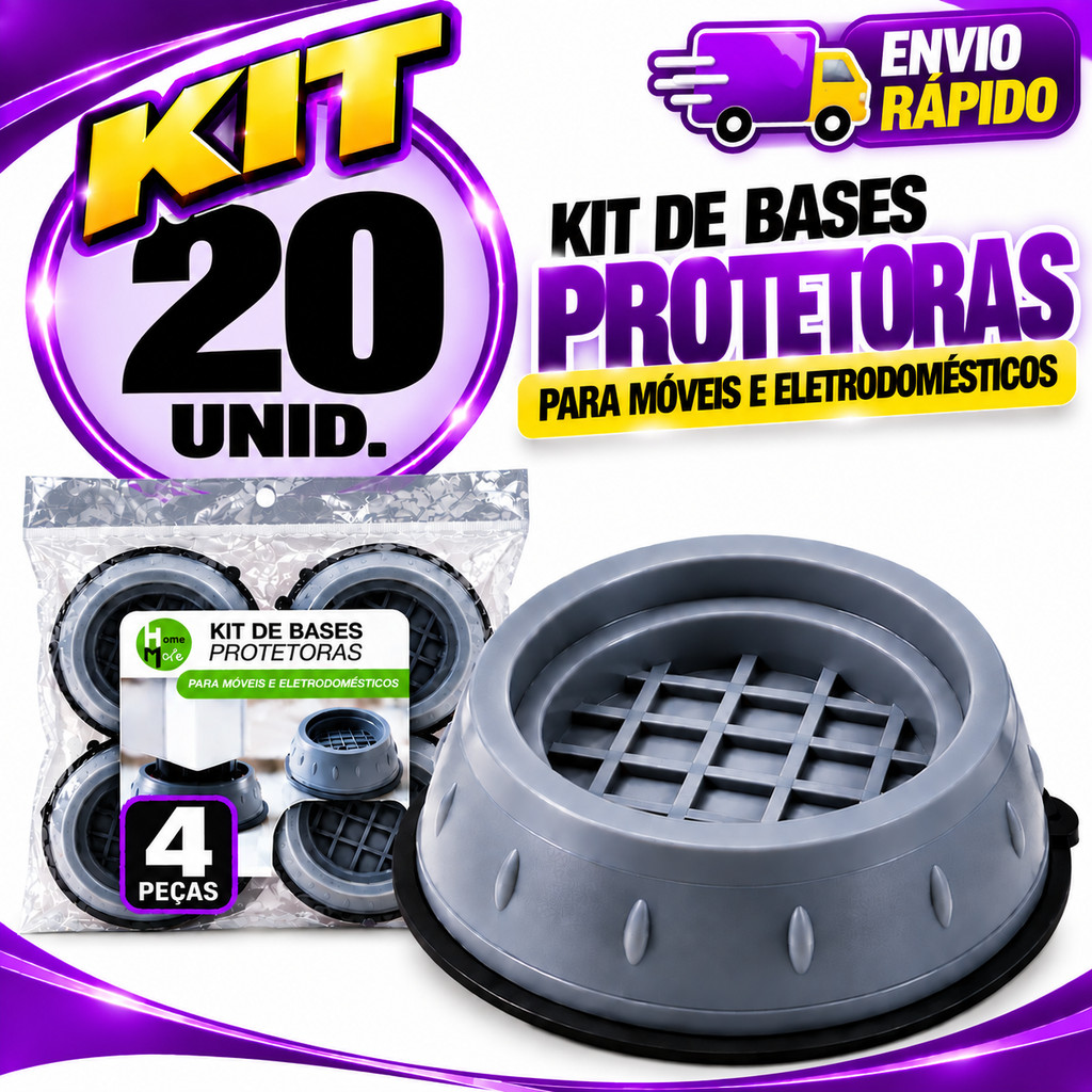 Chega de Móvel Deslizando! ATE 20 Kit 4 Bases Protetoras Antiderrapantes para Eletrodomésticos