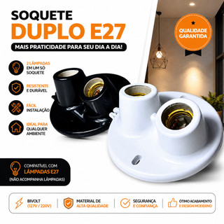 5 Plafon Duplo E27 2 Bocais Suporte Para Lâmpada Bivolt