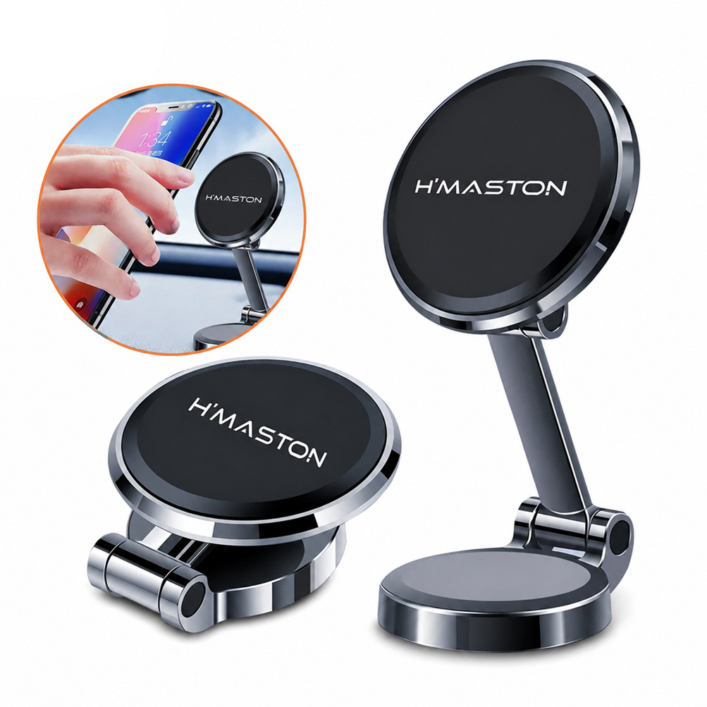 H'Maston Suporte Veicular Magnético Celular 360° Articulado Dobrável Discreto Carro Universal CJ-69