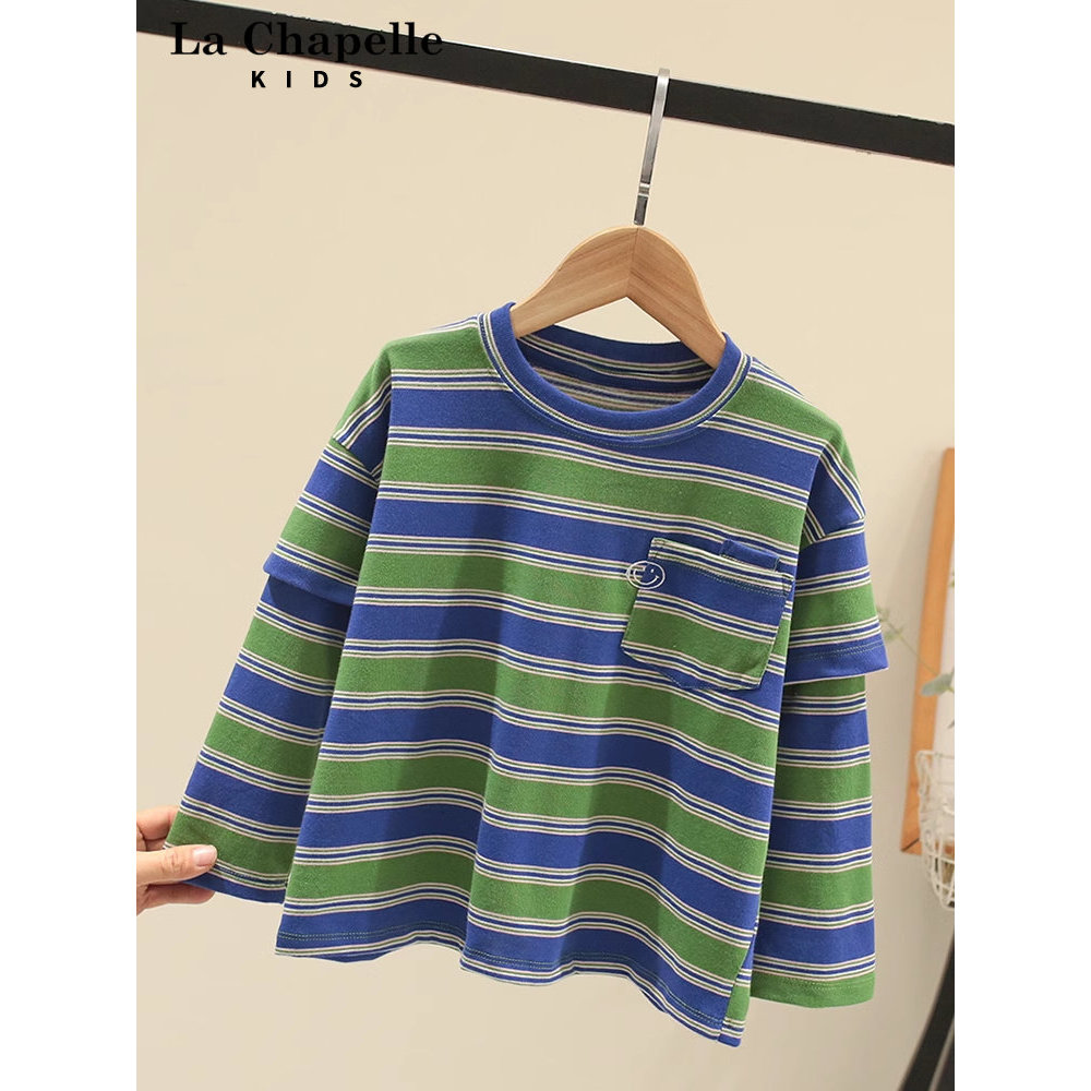 Lasherbell roupas infantis meninas camiseta outono listrado de manga comprida camisa de fundo moda crianças primavera ou