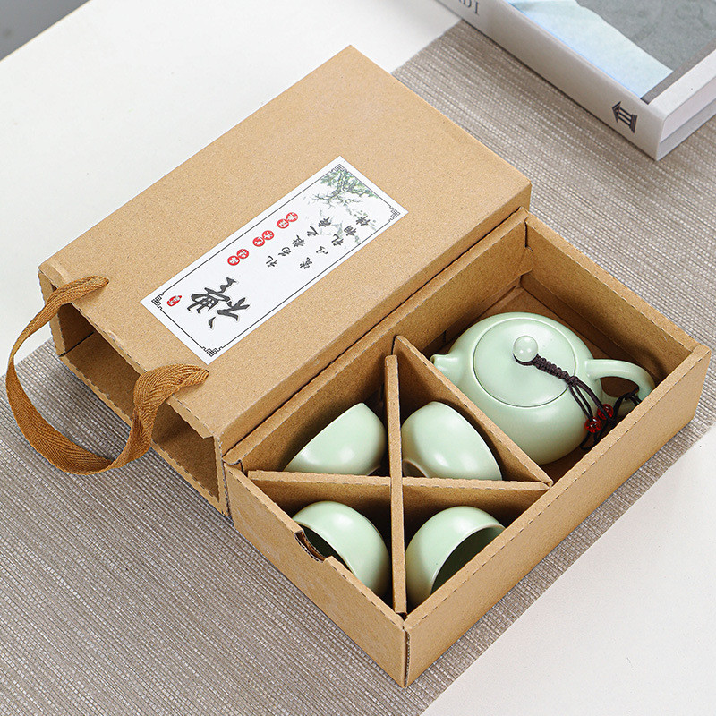 Conjunto de chá de cerâmica caixa de presente Celadon bule conjunto de chá portátil Kung Fu conjunto de chá presente de 