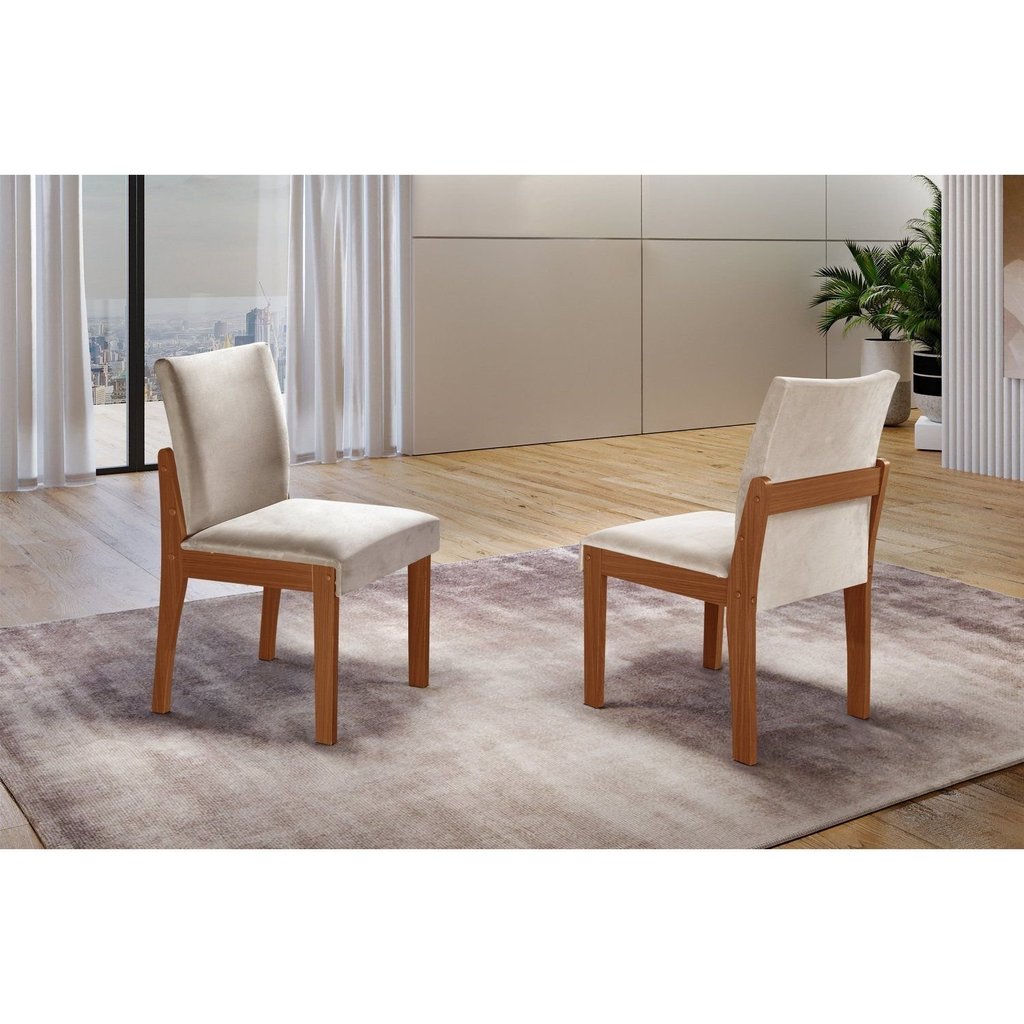 Conjunto 2 Cadeiras Mônaco Yescasa Marrom/Castanho Cinamomo/Creme 2 — imagem 2 de 2