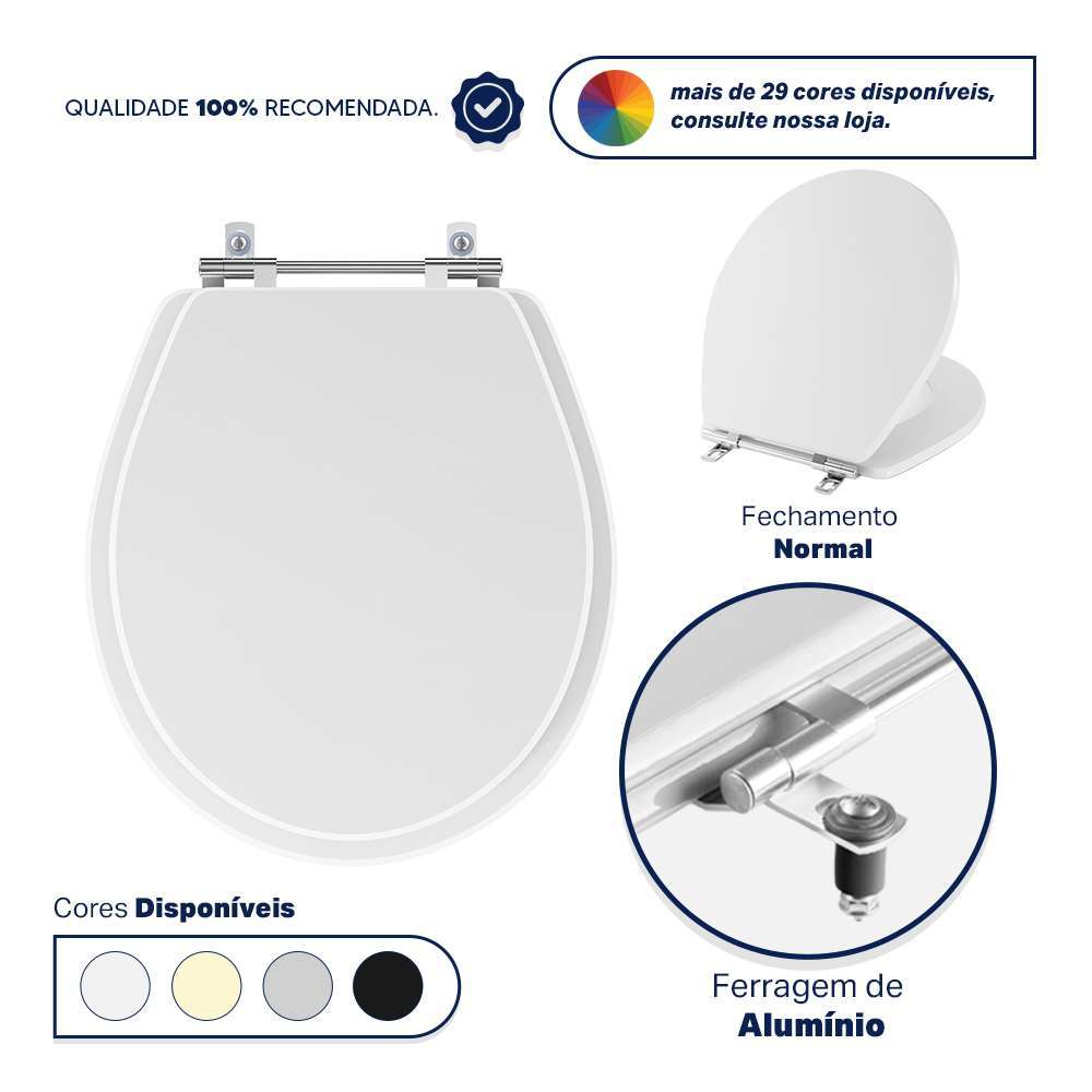 Assento Sanitário em MDF Ravena Branco para bacia Deca
