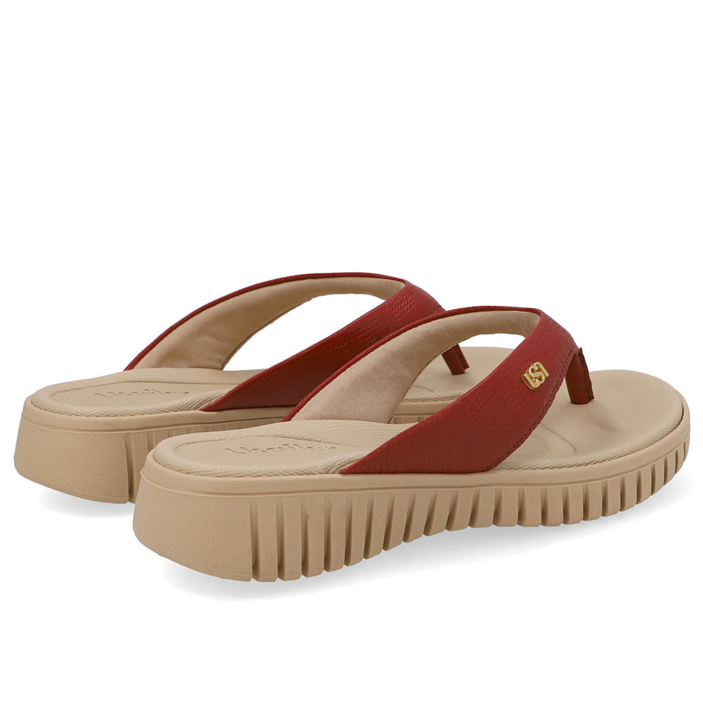 Chinelo Plataforma Couro Vermelho — imagem 2 de 2