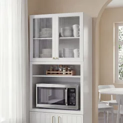 Armário Aéreo Planejado Cristaleira 2 Portas Marselha CabeCasa MadeiraOriginals Branco Branco