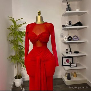 Roupas femininas transfronteiriças europeias americanas 2025 início da primavera novo estilo cor sólida manga comprida g