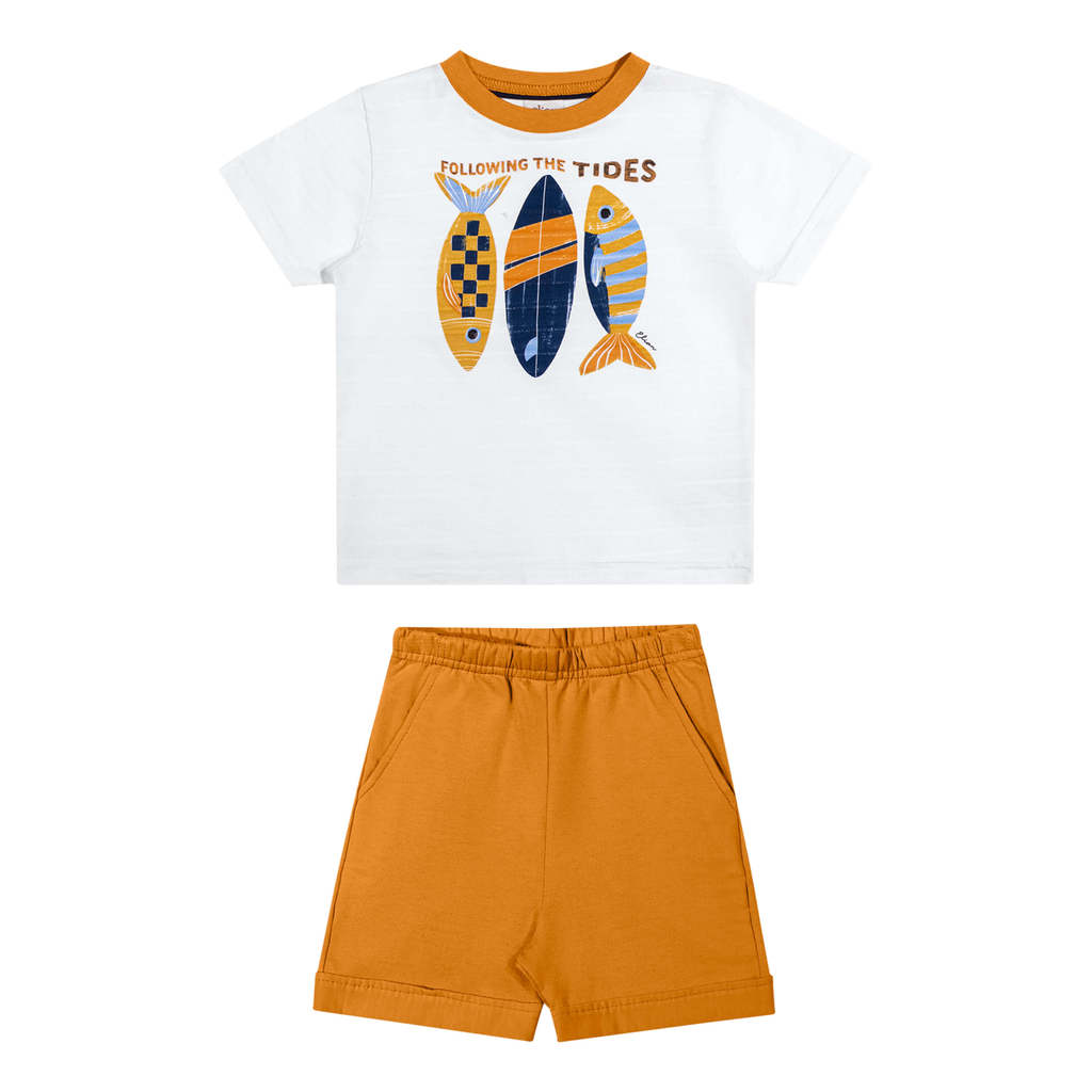 Conjunto Curto Infantil Menino Maré Elian Branco — imagem 2 de 2