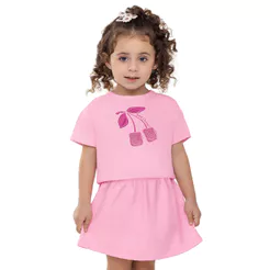 Conjunto Infantil Menina Cereja Lantejoula Elian Rosa