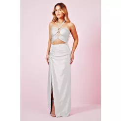 Vestido Longo Up Glam Com Argola Planet Girls Branco
