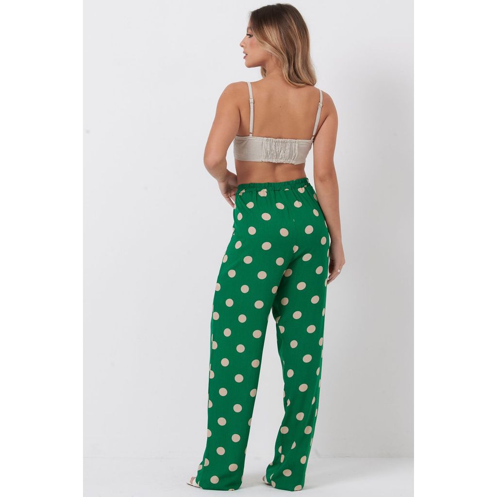 Calça Feminina Viscose Pantacourt Poá Planet Girls Verde Médio · foto 2