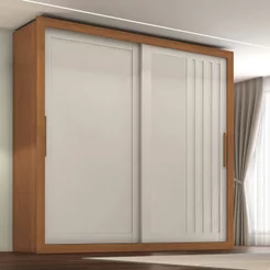 Guarda Roupa Casal Trianon 2 Portas de Correr 4 Gavetas Bege/Cinamomo/Areia Cinamomo/Areia