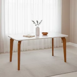 Mesa para Sala de Jantar 160cm com Vidro Papaia Marrom/Off White 160