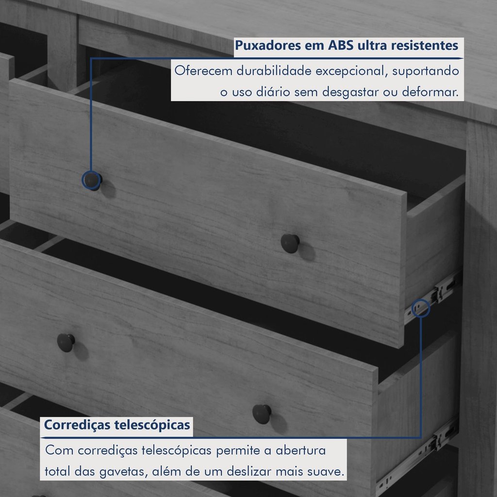 Cômoda para Quarto 6 Gavetas Estilo Clássico MDF Maggiore New 162cm Espresso Móveis Branco Branco · foto 2