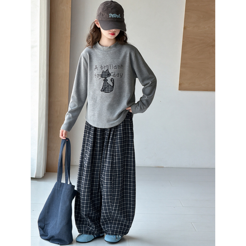 Meninas meia gola alta de manga comprida camiseta roupas de outono 2026 novo estilo estilo coreano moda crianças desenho