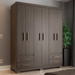 Guarda-Roupa Casal 6 Portas 4 Gavetas Primacy Marrom/Capuccino Wood Cappuccino Wood