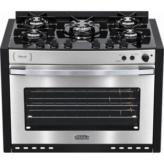 Fogao de embutir 5 Bocas Venax Gaudi Platinum Vitreo Inox Gas Glp