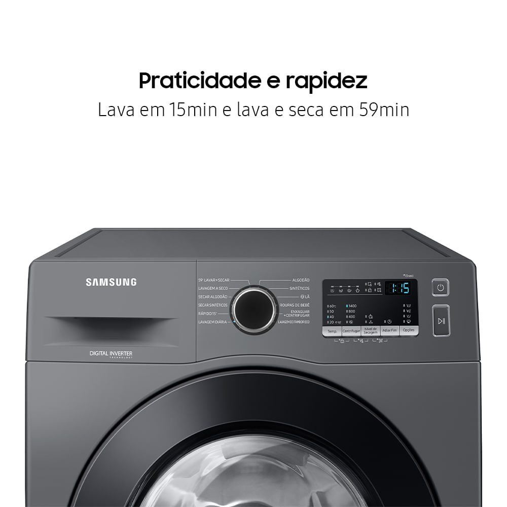 Lava e Seca Samsung WD11M com Digital Inverter WD11M4473PX Inox Look 11/7kg · foto 2