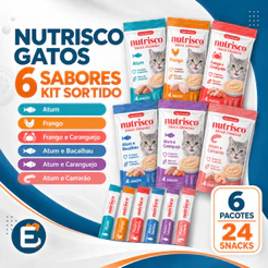 Petisco Cremoso Para Gatos Nutrisco Sabores Diversos com 24 Tubos 6 PACKS