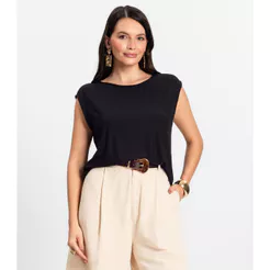 Blusa Feminina em Visco Creponada Rovitex Preto