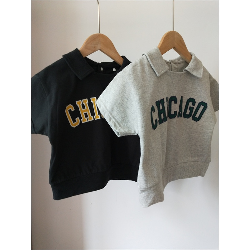 Qing meninos meninas camisetas crianças japonês puro algodão manga curta lapela meninos camisetas pequenas