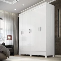Guarda-Roupa Casal 6 Portas Yescasa Branco Falco Branco Fosco Liso