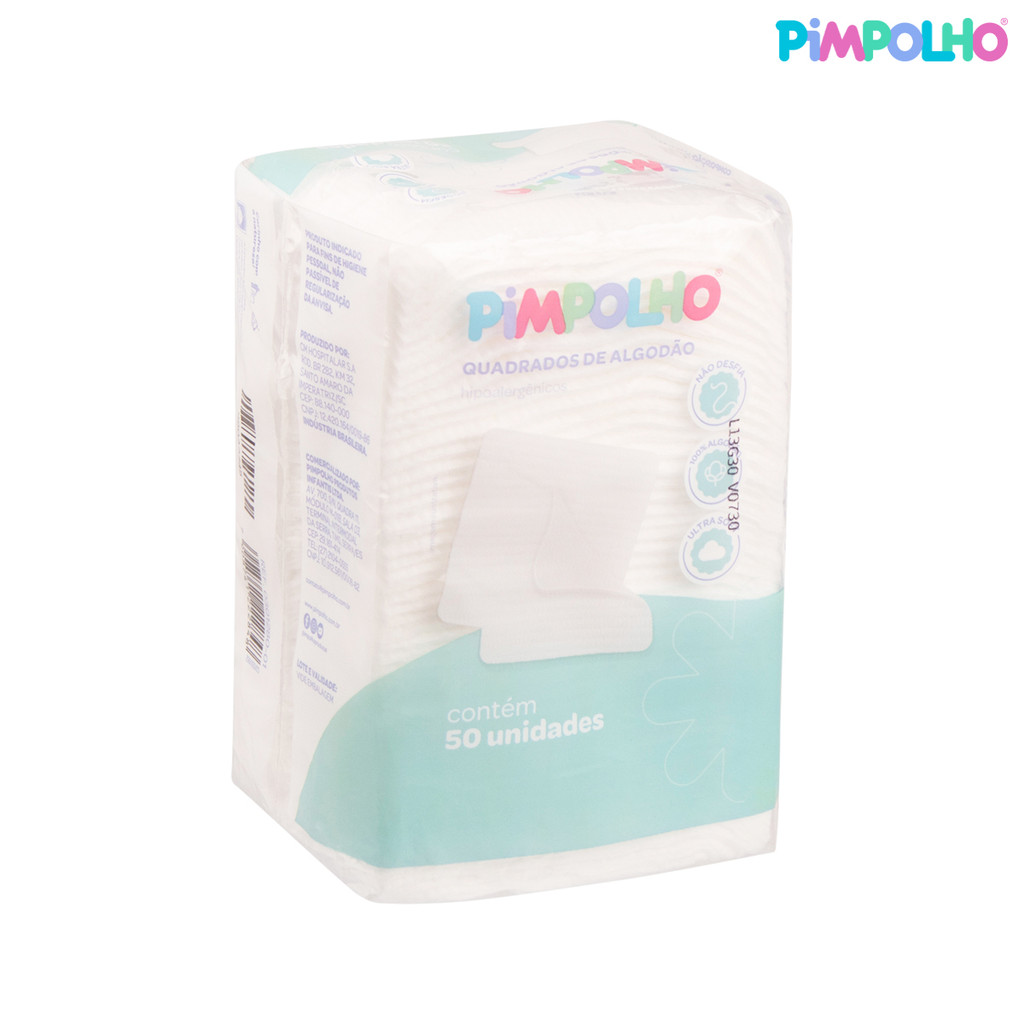 Quadrados de Algodão Pimpolho C/50 Hipoalergênicos 0301280-01